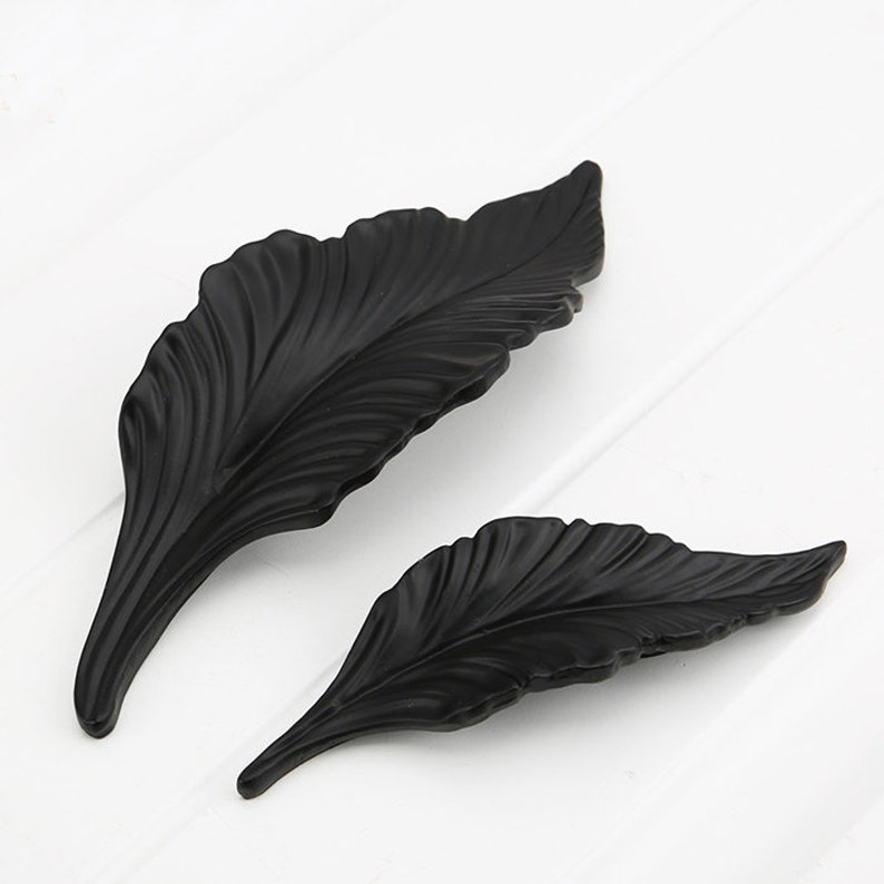 2.5 1.25 Black Leaf Dresser Handle Pull Knob Pulls Handles Kitchen Cabinet Pull Handle Knobs Furniture Hardware WM600