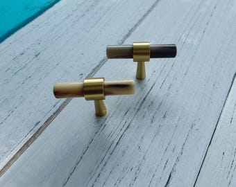Tirador de armario de piedra de latón macizo / Tirador de armario de cocina / Herrajes para muebles WM23-009