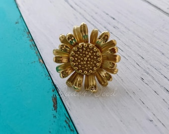 Flower Solid Brass Dresser Handle Pull Knob Pull Handle / Kitchen Cabinet Pull Handle Knob Furniture Hardware WM1613