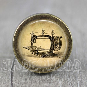 Sewing Machine Steampunk Photo Cabochon Vintage Bronze Dresser Knobs Cabinet Pull Drawer Knobs