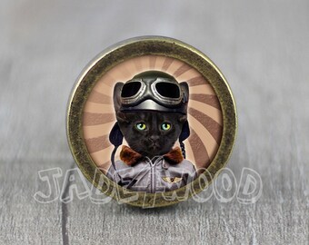 Steampunk Cat Cabinet Dresser Knob pull / Dresser Pull / Cabinet Knob / Furniture Knob