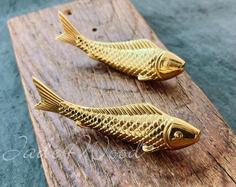 Fish Solid Brass Dresser Handle Pull Knob Pull Handle / Kitchen Cabinet Pull Handle Knob Furniture Hardware WM1512