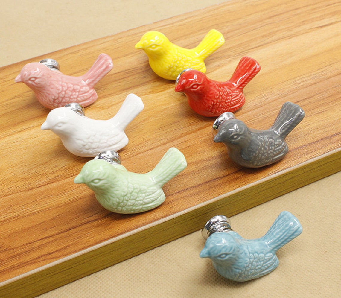 Bird Ceramic Knobs Drawer Knob Dresser Knobs Porcelain Knobs Etsy