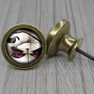 Tirador de libélula para armario o tocador / Tirador de tocador / Perilla de gabinete / Perilla de mueble