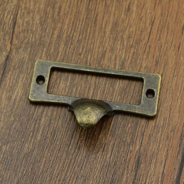 Antique Bronze Label Drawer Pull Small Antique Bronze Handle Label Holder with Cup Pull Drawer Pull CZ050