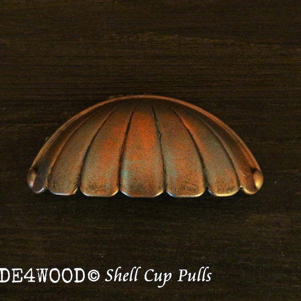 2 tiradores de cajón de bronce patinado con forma de concha: tiradores de tocador retro JM001