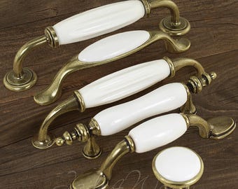 5" 3.75" White Dresser Pull Drawer Pull Porcelain / Cabinet Door Pull konbs / Furniture Hardware Ceramic Dresser handle WM441