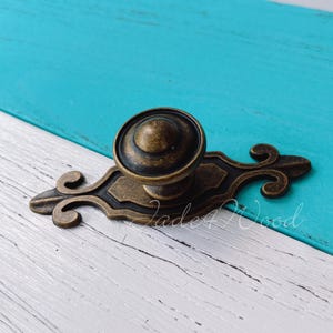 Vintage bronzen shabby chique kast knop dressoir knop/retro keukenkast trekknop achterplaat knop meubelbeslag WM791