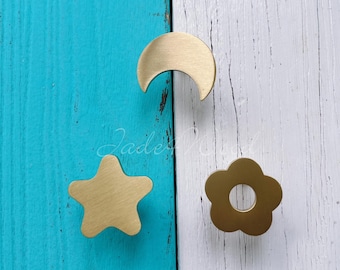 Moon Star Solid Brass Dresser Handle Pull Knob Pull Handle / Kitchen Cabinet Pull Handle Knob Furniture Hardware WM1657