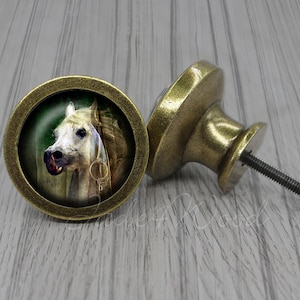 Horse Glass Cabochon Bronze cabinet Dresser Knob pull / Dresser Pull / Cabinet Knob / Furniture Knob