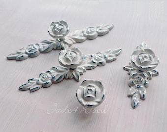 Kastknoppen Shabby Chic Bloem: Witzilveren roos kastknoppen WM548