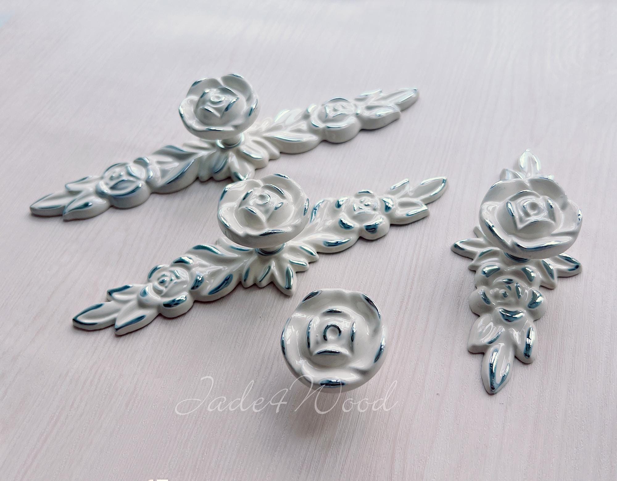 Knober Pomo Para Muebles De Cerámica, Porcelana, Color Blanco Y Negro, Estilo Rústico, Estilo Shabby Chic (SW 01