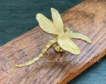 Dragonfly Solid Brass Dresser Handle Pull Knob Pull Handle / Kitchen Cabinet Pull Handle Knob Furniture Hardware WM1472