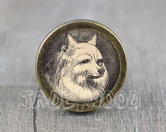 Dog Glass Cabochon Bronze cabinet Dresser Knob pull / Dresser Pull / Cabinet Knob / Furniture Knob