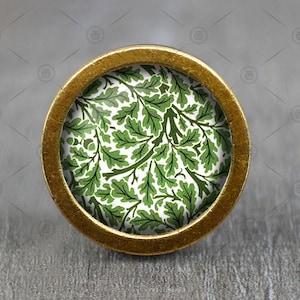William Morris Glass Cabochon Bronze cabinet Dresser Knob pull / Dresser Pull / Cabinet Knob / Furniture Knob