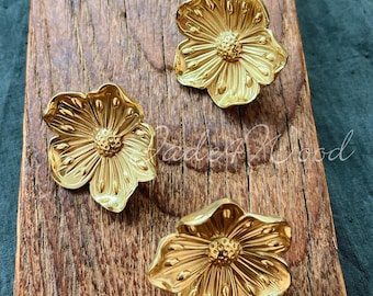 Flower Solid Brass Dresser Handle Pull Knob Pull Handle / Kitchen Cabinet Pull Handle Knob Furniture Hardware WM1444