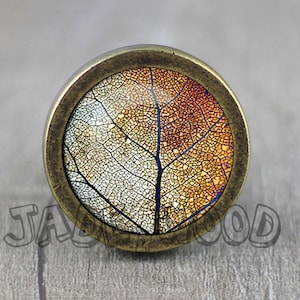 Autumn Leaf Glass Cabochon Bronze cabinet Dresser Knob pull / Dresser Pull / Cabinet Knob / Furniture Knob