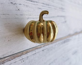 Solid Brass Pumpkin Dresser Knob: Cabinet Hardware WM1934