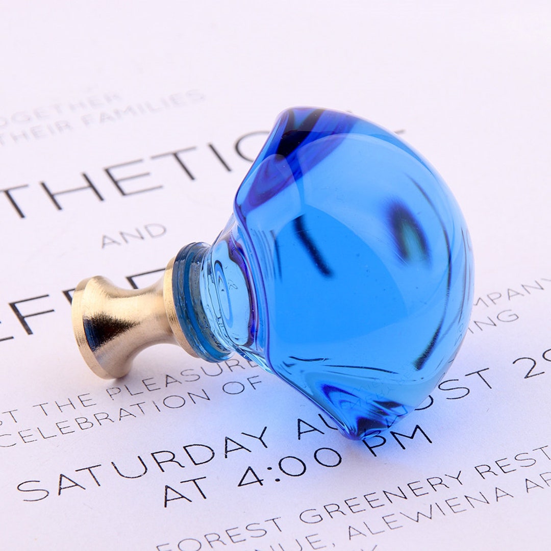 Blue Fan Shape Glass Knobs Dresser Knobs Dresser Knobs Pull