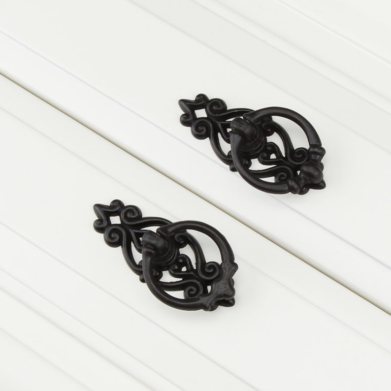 Black Drop Ring Pulls Handles / Handle Pull Knob Etsy