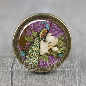 Peacock Glass Cabochon Bronze cabinet Dresser Knob pull / Dresser Pull / Cabinet Knob / Furniture Knob