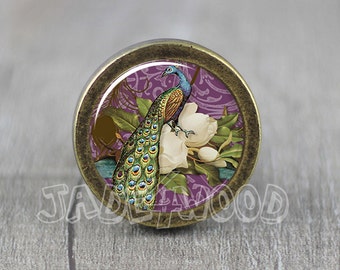 Peacock Glass Cabochon Bronze cabinet Dresser Knob pull / Dresser Pull / Cabinet Knob / Furniture Knob