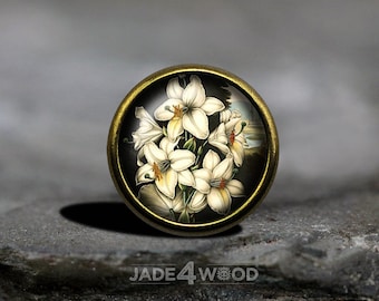 Cabochon en verre fleur Bouton de meuble pour commode Bouton de meuble pour commode