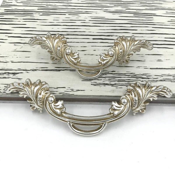 3.75" 2.5" Antique Silver Shabby Chic Dresser Drawer Pulls Handles / Kitchen Cabinet Handle Furniture Door Hardware WM1291