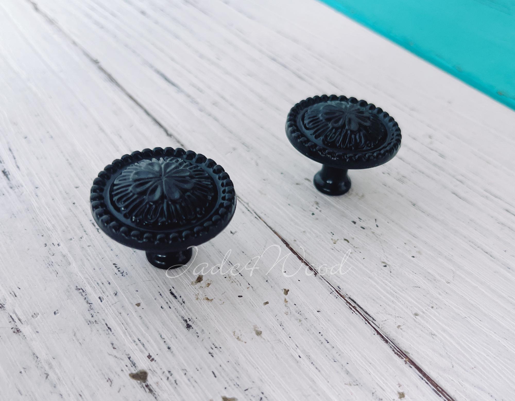 1点のみ❗️ヴィンテージセラミックノブハンドル　キャビネットノブ　ブルー ヴィンテージシックなブラックキャビネットノブドレッサーノブ