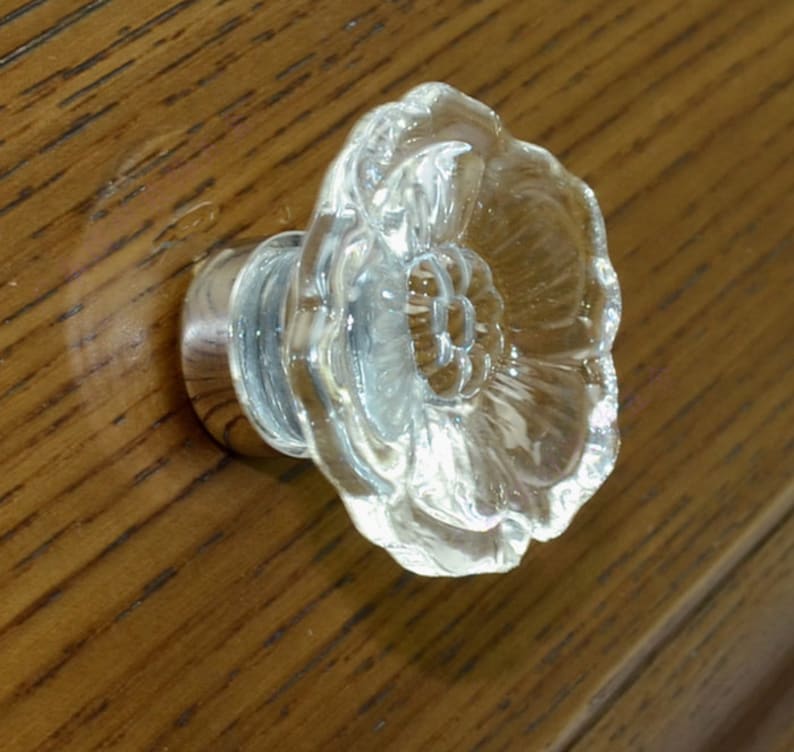 Flower Glass Crystal Knobs Knob /dresser Knobs Etsy