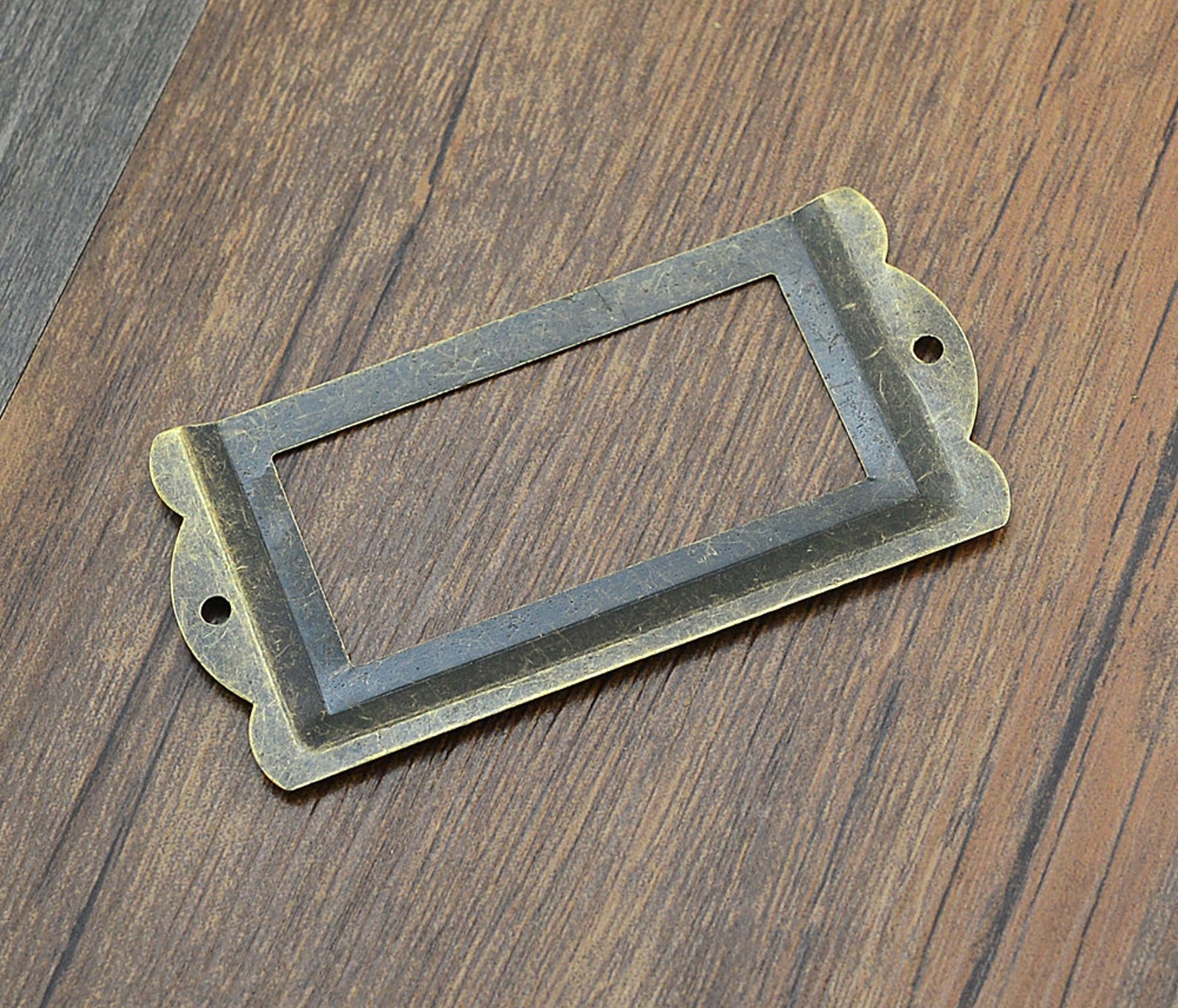 Antique Bronze Label Drawer Pull Small Handle Label Holder Etsy