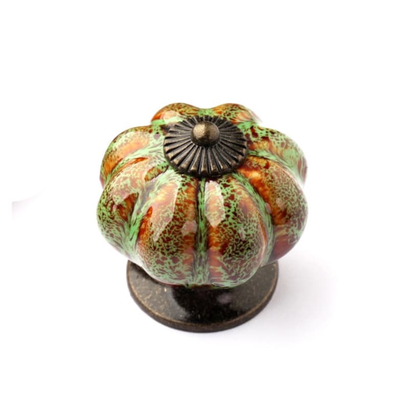 Ceramic Pumpkin Knobs Kitchen Dresser Knob Drawer Knobs Pulls Handles Porcelain Pumpkins Decorative Hardware WM863