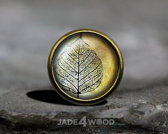 Perilla de gabinete con cabujón de vidrio de hoja, perilla de tocador, tirador de tocador, perilla para muebles