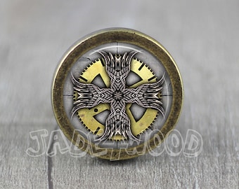 Gothic Cross Glass Cabochon Bronze cabinet Dresser Knob pull / Dresser Pull / Cabinet Knob / Furniture Knob