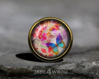 Hübscher Schmetterling Glas Cabochon Knauf