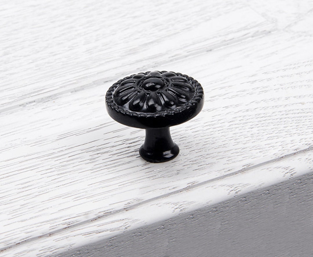 Vintage Chic Black Cabinet Knob Dresser Knobs / Kitchen Cabinet Pull ...