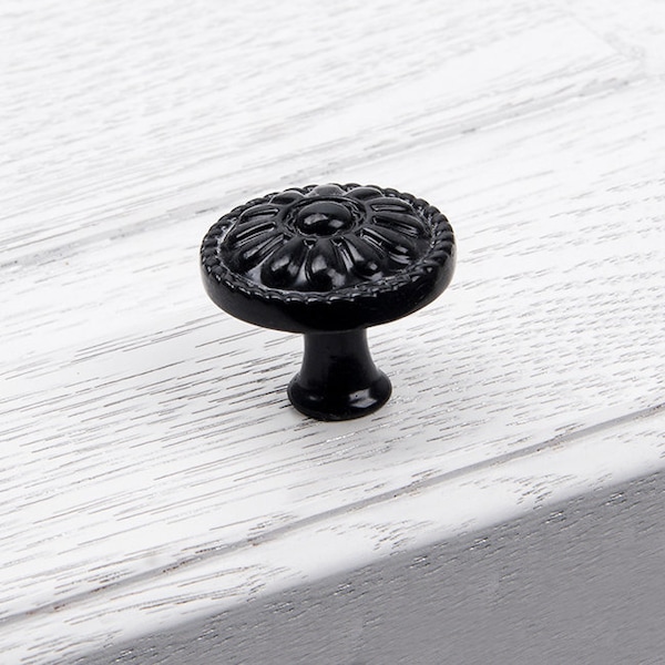 Vintage Chic Black Cabinet Knob Dresser Knobs / Kitchen Cabinet Pull Knobs Furniture Hardware WM444