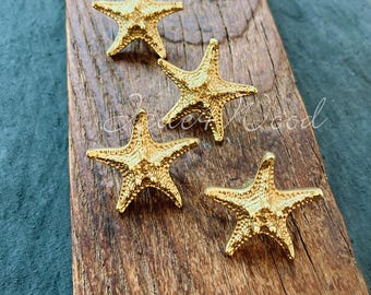 Tirador de tocador de latón macizo con forma de estrella de mar: pomo de gabinete costero