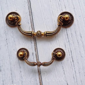 3.75" 2.5" French Bail Dresser Drawer Pull Handle / Antique Brass Drop Kitchen Cabinet Pull Handle Knob Furniture Hardware LJ110