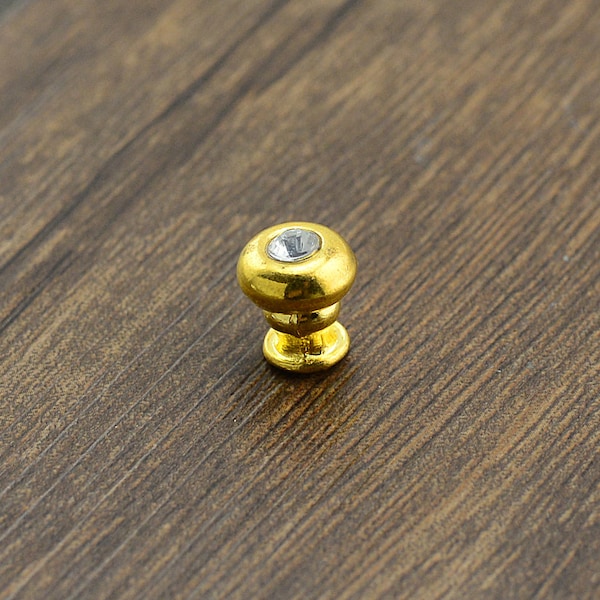 Gold Clear Crystal Bead Mini Door Knob Pull Knob Pulls Handles /Small Cabinet Pull Handle Knobs CZ058