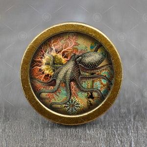 Octopus Glass Cabochon Vintage Bronze cabinet Dresser Knobs pull / Dresser Pull / Cabinet Knobs / Furniture Knobs