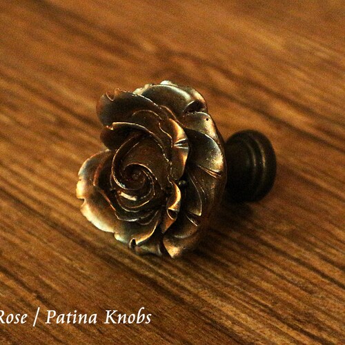 Patina Rose Flower Dresser Knobs Dresser Knobs Pull / Etsy