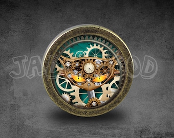Steampunk Glass Cabochon Bronze cabinet Dresser Knob pull / Dresser Pull / Cabinet Knob / Furniture Knob