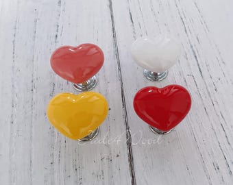 Bouton en céramique coeur bouton de tiroir bouton de commode bouton en porcelaine poignée de traction matériel de meubles multicolore WM1812