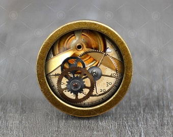 Cabochon en verre steampunk Bronze poignée de meuble pour commode / poignée de commode / bouton d'armoire / bouton de meuble