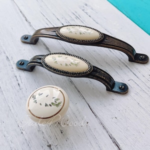 5" 3.75" Ceramic Dresser Handle Drawer Pull Knob Furniture Hardware / Silver Cabinet Handle Door Pull Dresser Knob Furniture Hardware WM875