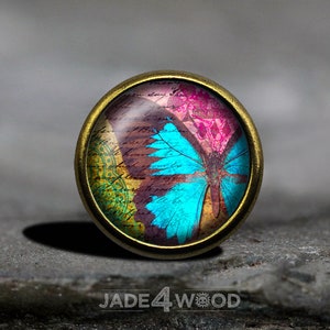 Butterfly Glass Cabochon Cabinet Knob Dresser Knob Dresser Pull Furniture Knob