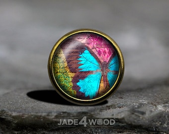Butterfly Glass Cabochon Cabinet Knob Dresser Knob Dresser Pull Furniture Knob