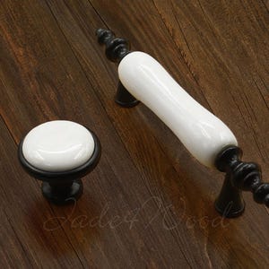 3&quot; Black White Dresser Pull Drawer Pull Porcelain / Cabinet Door Pull konbs / Furniture Hardware Ceramic Dresser handle WM565
