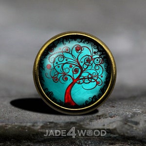 Tree of Life Glass Cabochon Cabinet Knob Dresser Knob Dresser Pull Furniture Knob